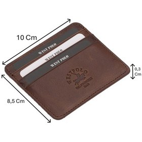 Resim Westpolo Unisex Süper Slim Para Bölmeli Hakiki Deri İnce Kartlık Cüzdan 6 Bölmeli - Kapuçino 