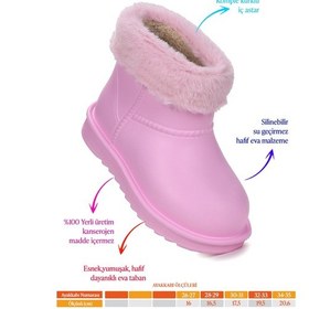 Resim Kiko Kids Geta Su Geçirmez İçi Kürklü Kız Çocuk Eva Yağmur Kar Çizme Pembe Pembe 