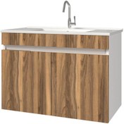 Resim banos Ld3 Ayaksız 2 Kapaklı Lavabolu Tesbih Mdf 85 Cm Banyo Dolabı 