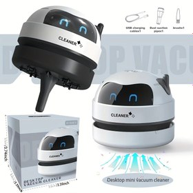 Resim Masaüstü için Mini Elektrikli Süpürge, Taşınabilir ve Küçük, Şarj Edilebilir USB Pil ile Çalışır, Sevimli Robot Tasarımı ile Masaları Sessizce Temizler, Silgi Talaşı ve Artıklar Gibi Küçük Eşyaları Toplar, Okul Sezonu, Cadılar Bayramı, Noel veya Doğum Günleri için Mükemmel Bir Hediye. 
