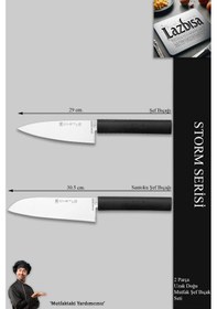 Resim Storm Serisi Mutfak Bıçak Seti Et Sebze Şef Bıçağı 2 Li Mft-254 Siyah 