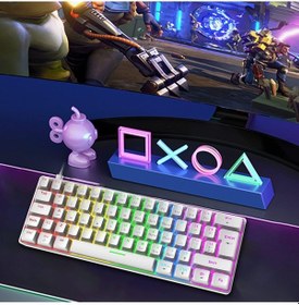 Resim T60 Beyaz Renk Kırmızı Switch Mekanik Kablolu Klavye Gaming Driverli Oyuncu Klavyesi T60 Mini Q 