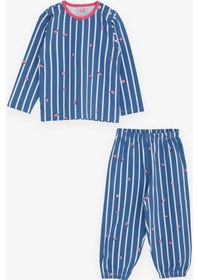 Resim Breeze Kız Bebek Pijama Takımı Çiçek Desenli 9 Ay-3 Yaş, Mavi 