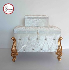 Resim Gelincimherşey 2’li Kadife Kaplama Gelin Sandığı Söz Nişan Çeyiz Sandığı 