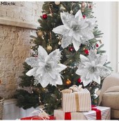 Resim Fastbuy 10 Adet Gümüş Aydınlatmalı Kardan Adam Dekorasyon Seti - Noel Ağacı İçin Renkli Ornamentler Ve Ev Dekoru İçin 