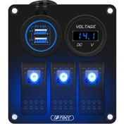 Resim 12V-24V Voltmetre 4.8A Ikili USB Şarj Cihazı ile Rocker 3 Çete Anahtarı Paneli (Yurt Dışından) 