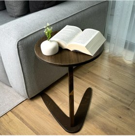 Resim Furnirem Masif Çam Ahşap Z Sehpa Kanepe Yanı Modern Sehpa 40x55 Cm Koyu Ceviz 