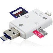 Resim Xindoker 4'ü 1 Arada Micro Sd Kart Okuyucu - İphone/android/pc Uyumlu, Usb 3.0/type C/micro Usb Bağlantılı 