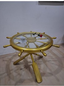 Resim Orta Sehpa Dümen 90636 Model Ahşap Çapraz X Ayak Parlak Gold Lake Boya El Yapım Gold 