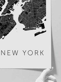 Resim New York Siyah Harita - Art Print - 30x40 cm 