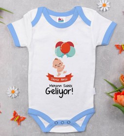 Resim Bitmeyen Kartuş Bk Kids Kişiye Özel Mavi Bebek Body Zıbın - Model 69 
