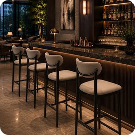 Resim New York Ahşap Bar Sandalyesi 