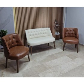 Resim Azra Mobilya Deri Çay Seti Koltuk Takımı Oturma Grubu Cafe Mobilya Ofis-büro Mobilya Balkon Mobilya Krem-taba 