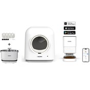 Resim Xenon Smart Akıllı Kedi Tuvaleti 4 LT Hazneli Mama Kabı Akıllı Bataryalı Su Pınarı ve Yedek Filtre Pet Seti 