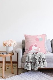 Resim RealHomes Çift Taraflı Özel Tasarımlı Dijital Baskılı Çocuk Odası Raşel Örme Yastık Kırlent Kılıfı, Sonil-K4552-43x43cm 