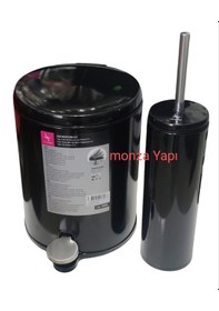 Resim Primanova Cigo Çelik Çöp Kovası Soft Ve Wc Tuvalet Fırçası Siyah 