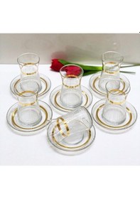 Resim Elta Collection Handmade Gold Işlemeli 6 Kişilik Çay Seti Gold 