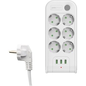 Resim Polosmart MP18 Termal Akım Korumalı 6'lı Uzatma Kablosu 2 M 