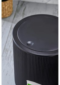 Resim Line 5 Parça Yuvarlak Banyo Seti - Çöp Kovası Wc Fırçası Sıvı-katı Sabunluk Diş Fırças Siyah 