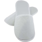 Resim 10 Çift Çevre Biyeli Ağız Biyeli Kalın Taban Beyaz Tela Otel Terliği Tek Kullanımlık Kullan At Beyaz 