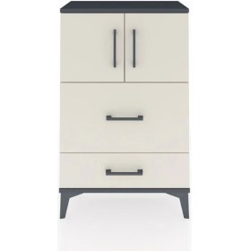 Resim Arges Komodin Tek Raflı 2 Çekmeceli 2 Kapaklı 60X30X96 Antrasit-Aytaşı 