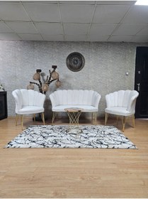 Resim ZAFİR Gold Kaplama Tel Ayak Papatya Çay Seti Koltuk Takımı , Balkon, Salon, Ofis, Cafe Koltuk Takımı 