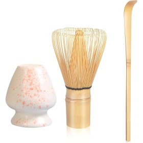 Resim Matcha Çırpma Seti, 100% Doğal Bambudan El Yapımı 3 Parça Set 