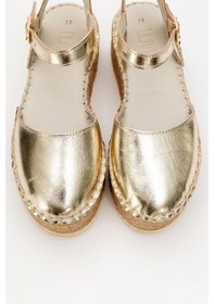 Resim Luvishoes Luvi Shoes Viba Altın Hakiki Deri Kadın Hasır Dolgu Taban Sandalet Altın 
