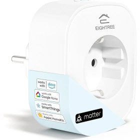 Resim Eıghtree Matter Uyumlu Wi-Fi Akıllı Priz, 16A, Smartthings ile Uyumlu, Akım Ölçümü 