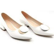 Resim Feles Toka Detaylı Kadın Topuklu Ayakkabı Beyaz 