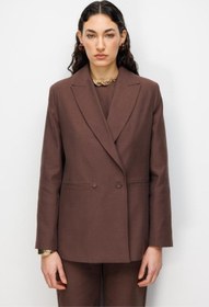 Resim Mizalle Kahverengi Kruvaze Blazer Ceket 