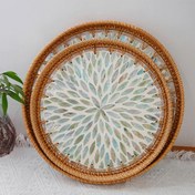 Resim 1/2 adet Yeni El Yapımı Rattan Çiçekli Tepsi Yuvarlak Akıllı Tepsi Yuvarlak Rattan Işık Lüks Tepsi - Kahve Masası Depolama İçin Uygun - Yüksek Kaliteli Depolama Sepeti 