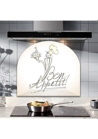 Resim Decorita Cam Ocak Arkası Koruyucu |Oval Şekilli|Bon Appetit - Şef 