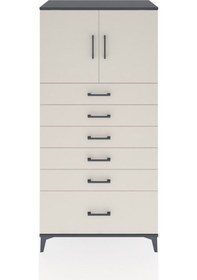 Resim Hyperion Dolap Tek Raflı 6 Çekmeceli 2 Kapaklı 88x44x182 Antr... Antrasit 