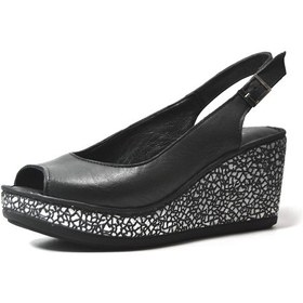 Resim Beety 23BY07.2036 Hakiki Deri Siyah Dolgu Topuklu Kadın Sandalet Siyah 