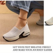 Resim Kadınlar İçin Hafif Örgü Kayma Ayakkabı - Nefes Alabilen Kumaş, PU Taban, Düşük Kesim Tasarım, Yürüyüş ve Koşu için Rahat, Beyaz, Nefes Alabilen Koşu Ayakkabısı | Slipon Ayakkabı | Yaşam Tarzı Ayakkabı, Bayan Spor Ayakkabı 