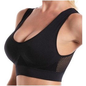 Resim Siyah Kadın Spor Sutyeni Dikişsiz Tam Destek Kapsama Kablosuz Spor Sütyeni Yoga Spor Salonu Egzersiz Fitness S-6xl Siyah 