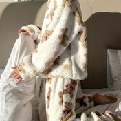 Resim Küçük Ayı Baskılı Peluş Pijama Takımı 