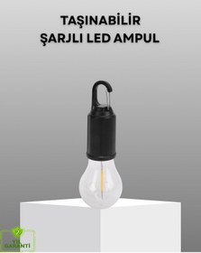 Resim Ucuztekno Şarjlı Kancalı Led Lamba - Kamp, Balkon Ve Acil Durum Işığı Renkli 