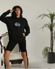 Resim Hazego Unisex Sırt Baskılı Kapüşonlu Üç İplik Oversize Sweatshirt - Siyah Siyah 