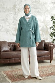Resim MODAQU Yandan Bağlamalı Buklet Kumaş Kimono - Mint 