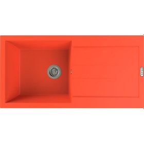 Resim Polex Cristalüx Granit Evye P-X1 Turuncu Tezgah Altı Ve Tezgah Üstü Mutfak Evyesi 98x49.5 CM 