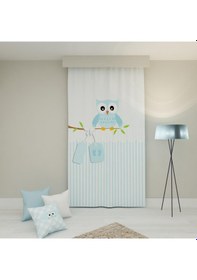 Resim PAREDORA Mavi Baykuş Tek Kanat Fon Perde 