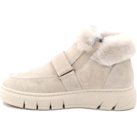 Resim Hakiki Deri Kürklü Kadın Klasik Bot 916kza3700 Bej Süet 