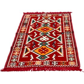 Resim Etnik Motifli Otantik Dekoratif Kilim Desenli Halı 80cmx200cm M4 Kırmızı 