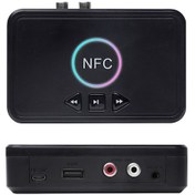 Resim Yaozixa Bt 5.0 Ses Alıcı, Nfc İle Hızlı Bağlanma, Rca/aux/usb Girişleri, Usb Flash Belleği Destekleyen Siyah Bluetooth Alıcı 