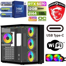 Resim MSI Gaming Pc Ddr5 -Rtx 5070 12GB – Intel I9 14900KF – 32GB - 64GB Ddr5 Ram – 1 Tb M.2 SSD – Sıvı Sogutmalı – Windows 11 Pro Masaüstü Bilgisayar 