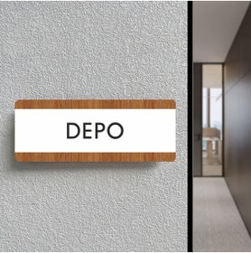 Resim zafrakreklam DEPO Ofis Departman Kapı İsimliği, Yönlendirme levhası 26X10Cm BEYAZ-CEVİZ 