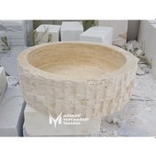 Resim Traverten Dışı Dikey Patlatma Silindir Lavabo 