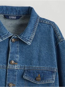 Resim LC Waikiki LCW Kids İndigo Uzun Kollu Erkek Çocuk Jean Gömlek 